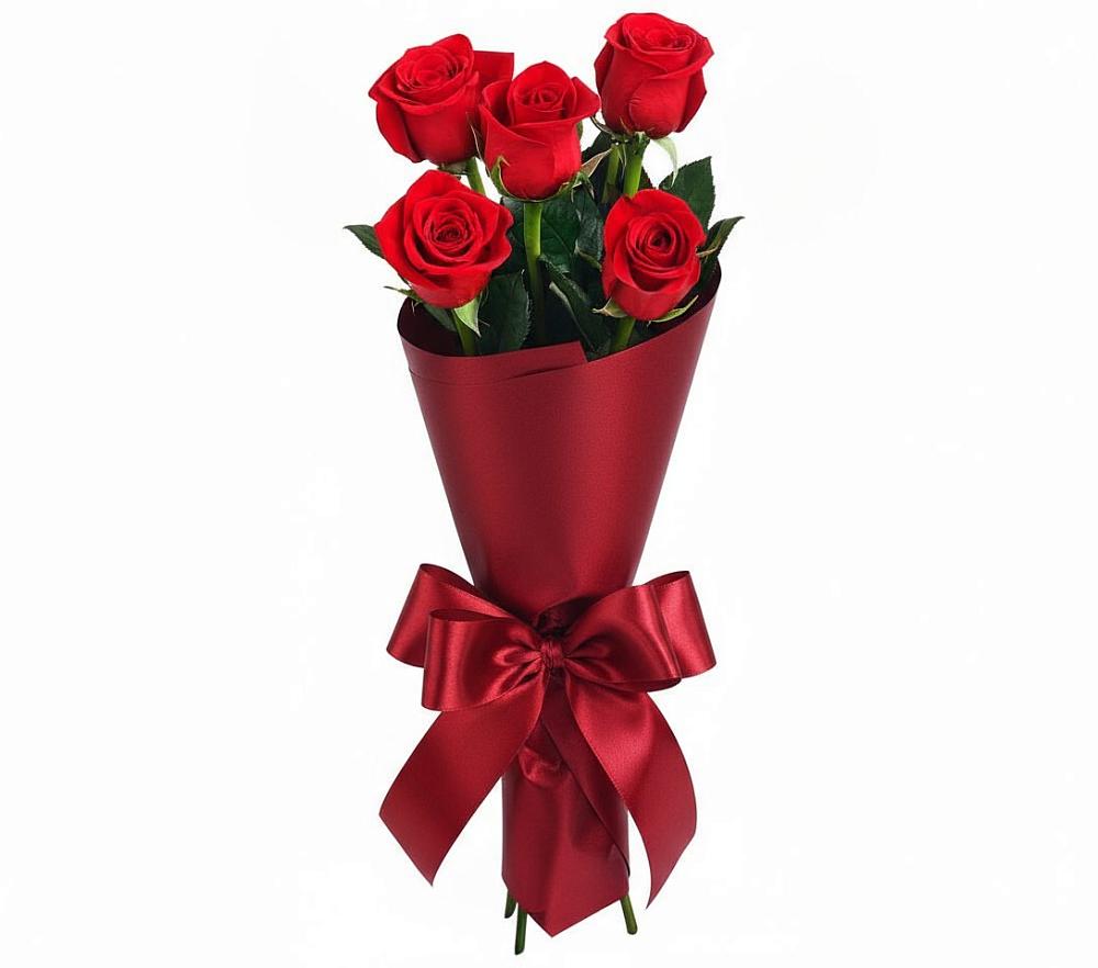 Букет 5 Красных роз Эдлесс Лав в Берёзовском Кемеровской области