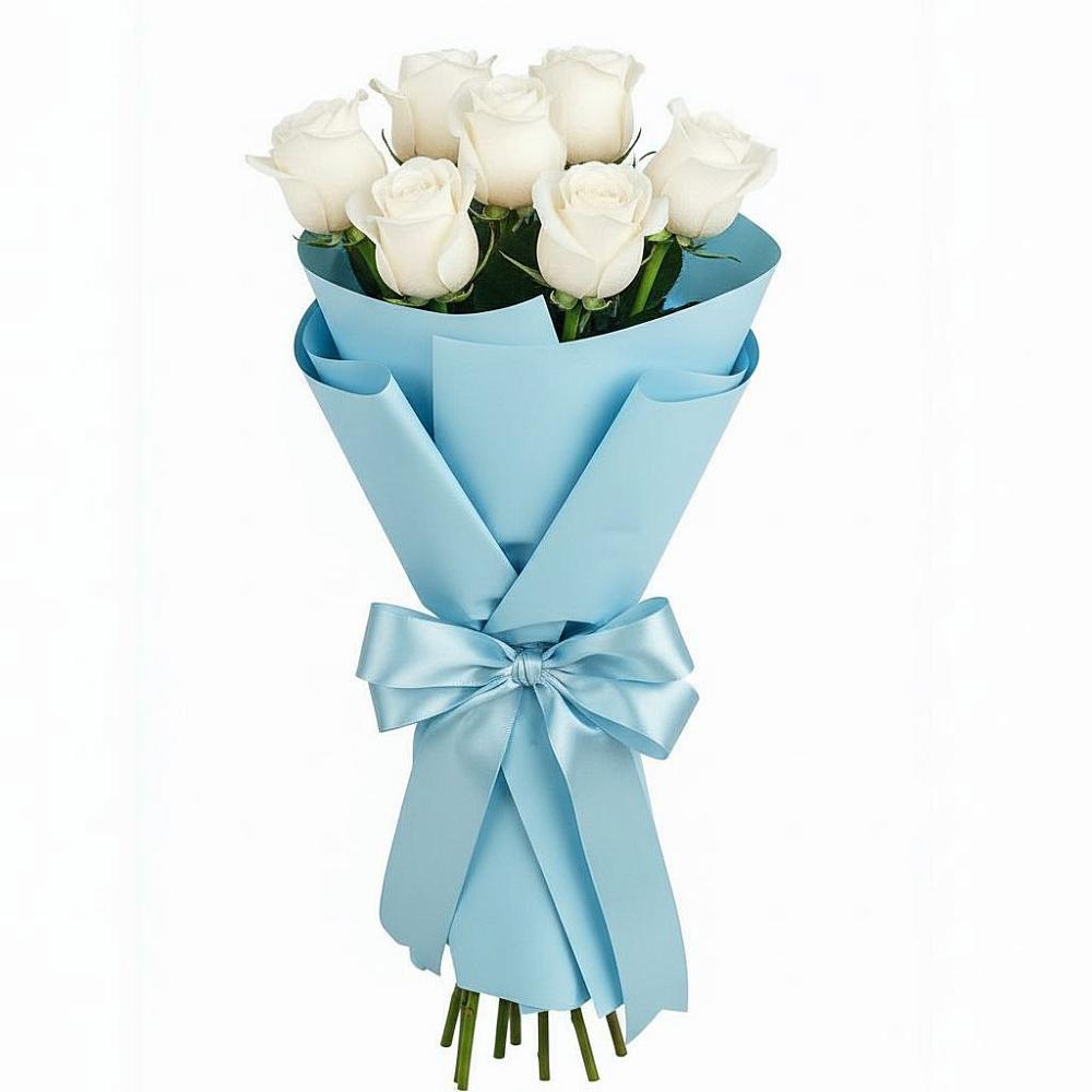 Букет 7 белых роз Проуд в Берёзовском Кемеровской области