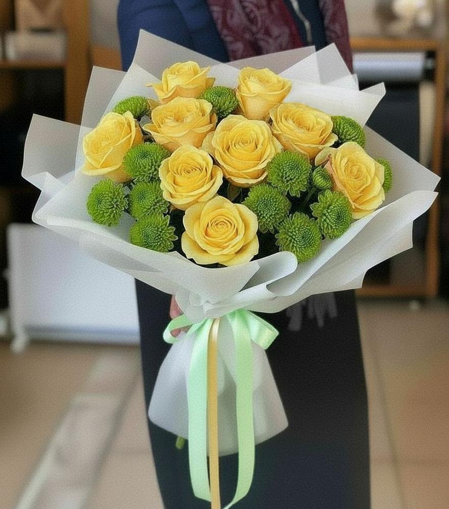 Букет цветов из: Хризантемы и Розы в Берёзовском Кемеровской области