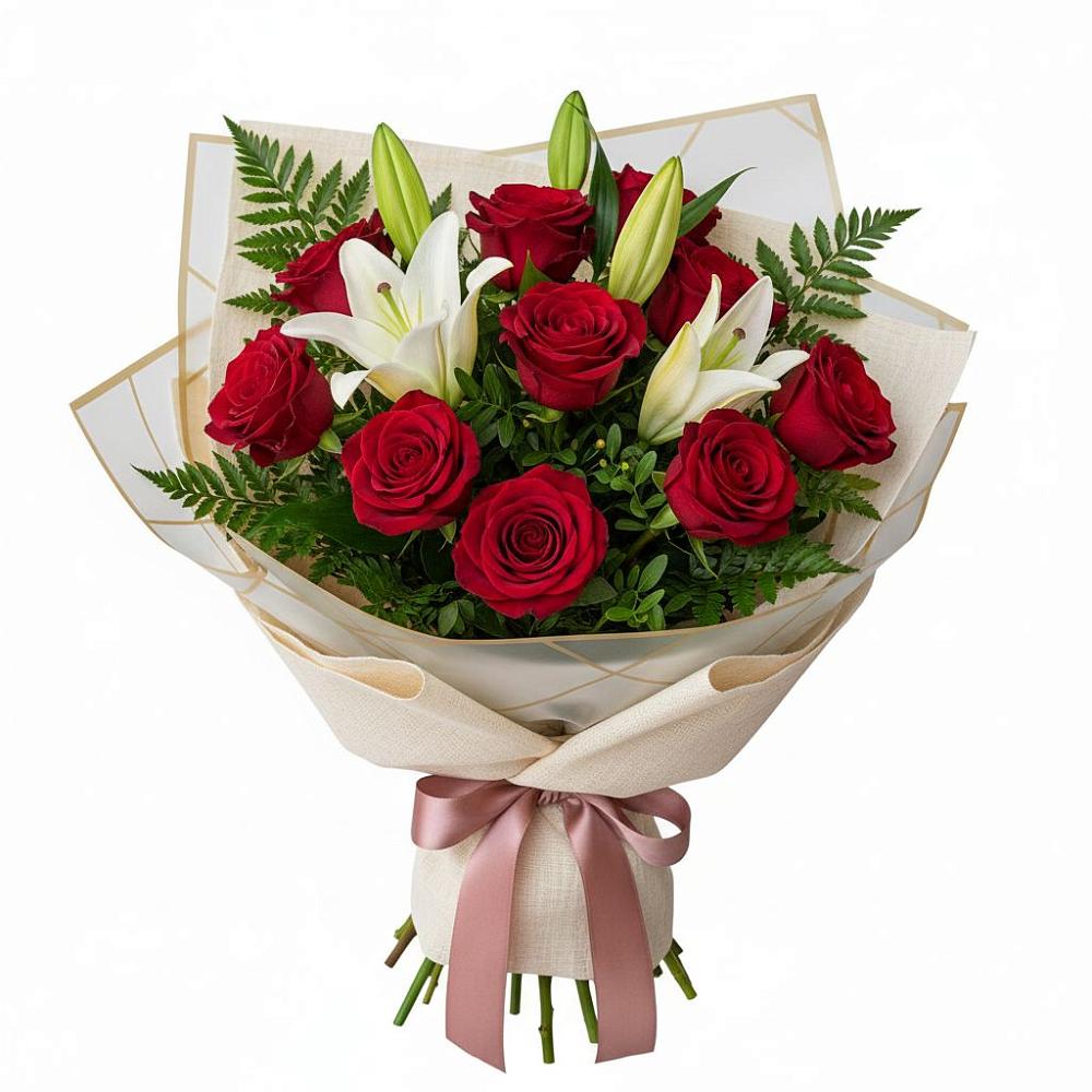 Букет цветов из: Лилии и Розы в Берёзовском Кемеровской области