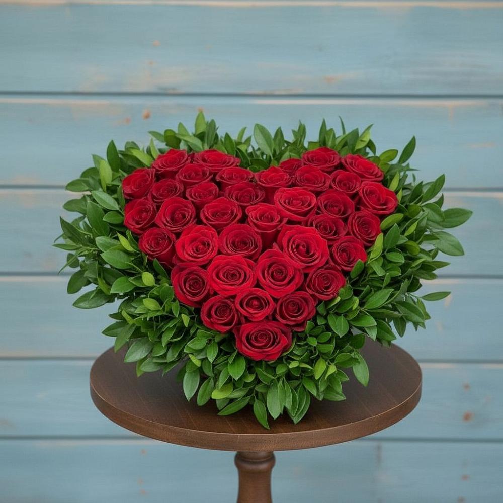 Цветочная композиция из Розы в виде сердца в Берёзовском Кемеровской области