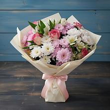 Букет цветов из:  Хризантемы, Альстромерии и Розы в Берёзовском Кемеровской области