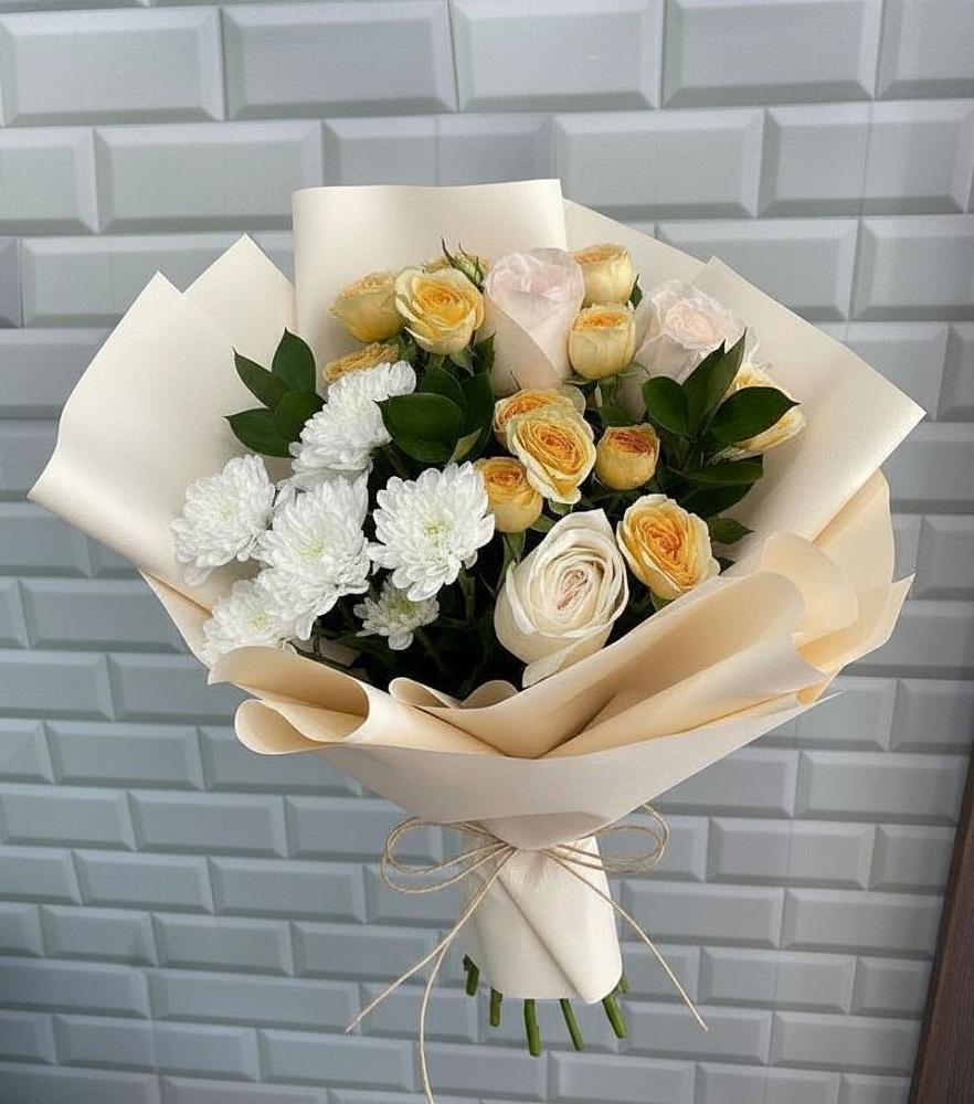 Букет цветов из: Розы и Хризантемы в Берёзовском Кемеровской области