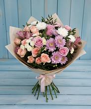 Букет цветов из:  Хризантемы, Розы и Альстромерии #REPLACE_PRED# Берёзовском Кемеровской области